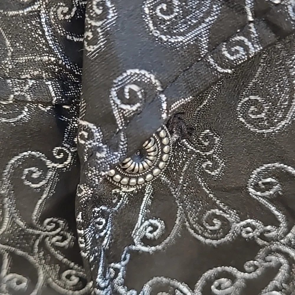 WAH MAKER Black Silver Abstract Cotton Blend Western USA Mens Full Button Vest L